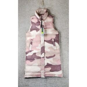 Norden Eva Pongee Vest Womens M Dusk Camo Long Puffer Hood Zip Snap NWT